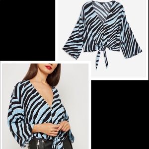 TOPSHOP Zebra Tie Front Top